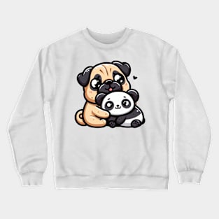 Pug and Panda Snuggles Crewneck Sweatshirt